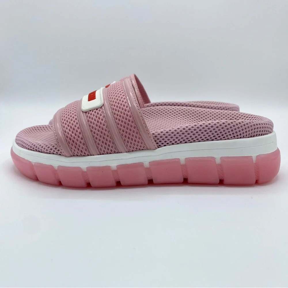 Love Moschino Rete Rosa Brand Logo Slide Sandal Size 38 / US 8